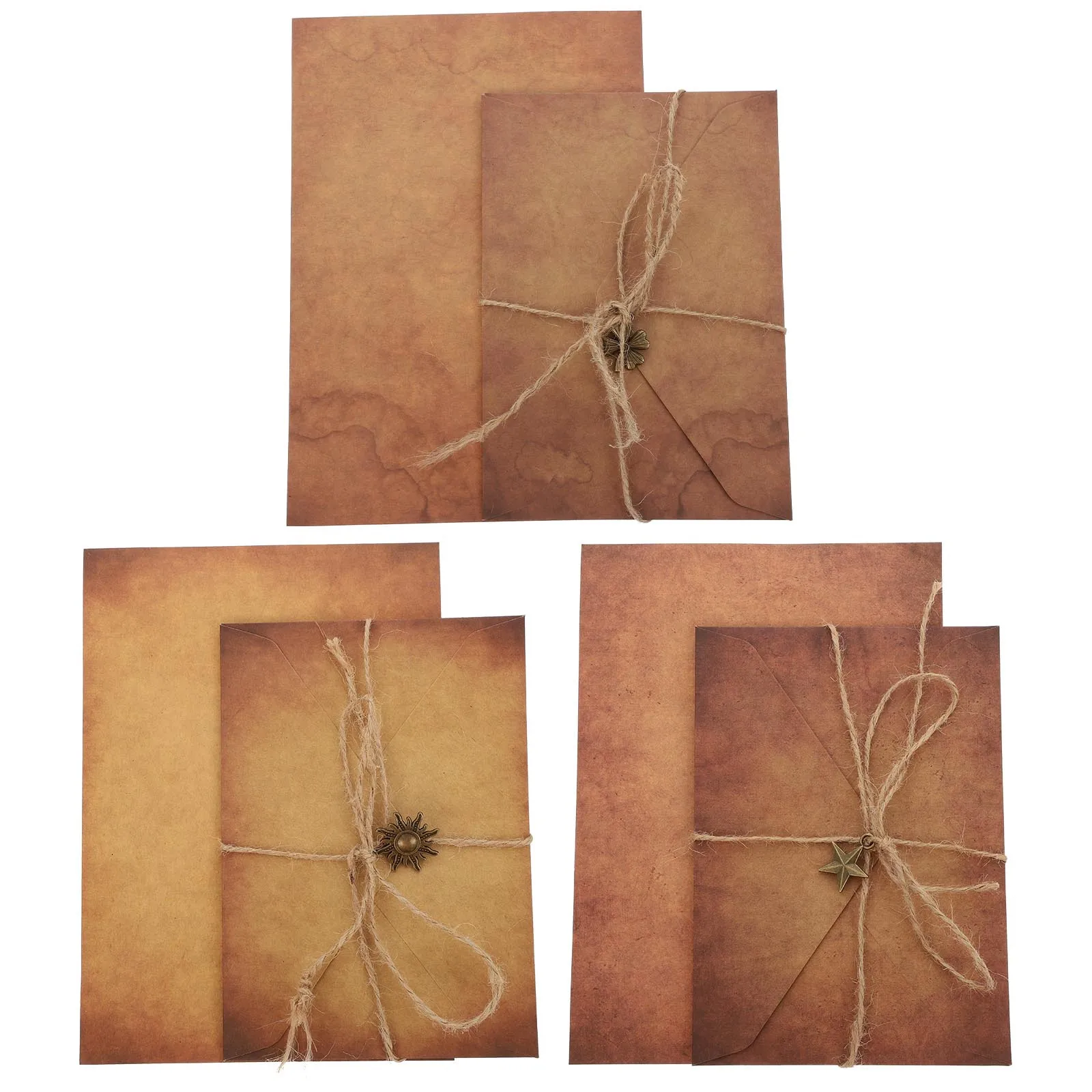 3 set Retro Writing Paper Envelopes Set Vintage Style Kraft Stationery For Letters Invitations Anniversaries Looking