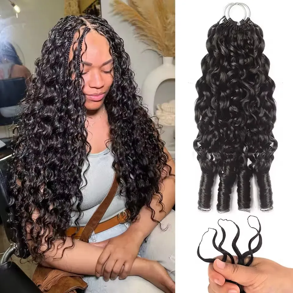 

Burmese Curly Feather Crochet Human Hair For Black Women 50 Grams 16 Inch Knotless Human Crochet Hair Pre Loop Invisible Miracle Knots Hair Curly Crochet Hair Extensions Natural Black