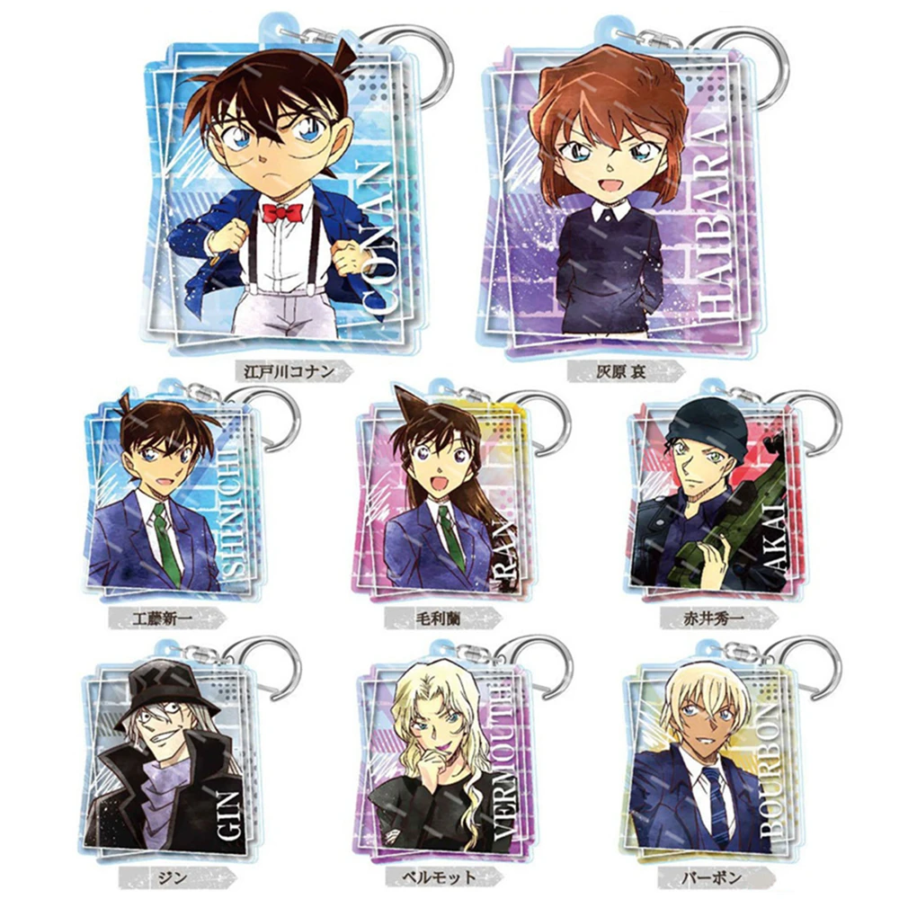 Anime Detective Conan Case Closed Kid the Phantom Ran Jin Gin Cosplay Costume Interlayer Acrylic Keychain Keyring Key Gift