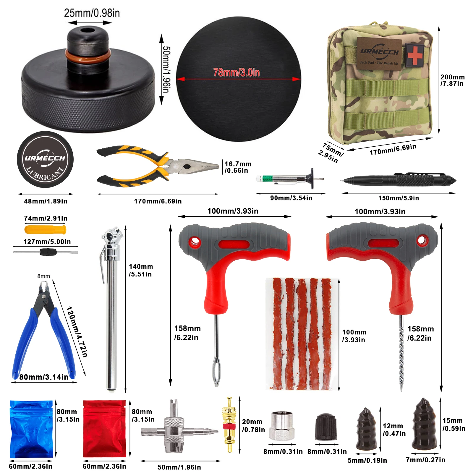 Jack Pad and Tire Repair Tool with Tactical Bag for Tesla Model 3 Model Y Model S Model X Rubber Jack Pucks Puncture Repair