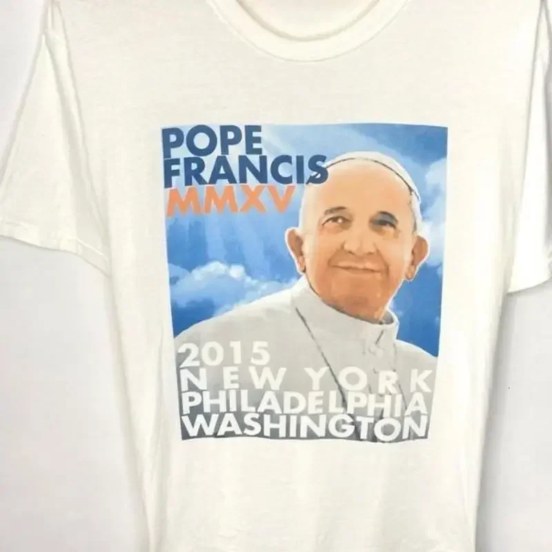 VTG Pope Francis MEMORY white T shirt All sizes 2F321