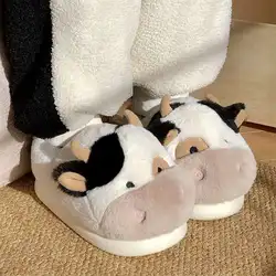 Unsiex slip-on winter shoes for men animal cow fur slippers home plus size male's indoor shoes designer flip flops mens slippers