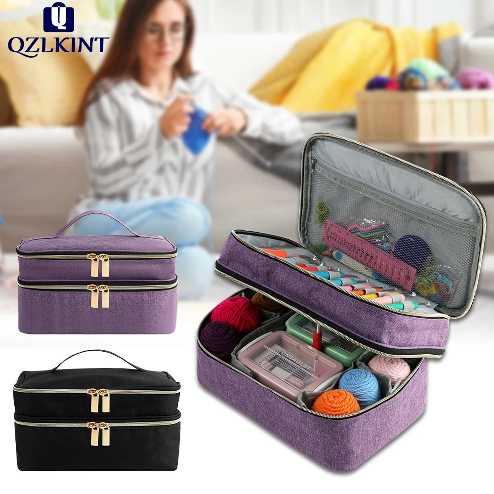 1 piece of double-layer sewing supplies storage bag, large sewing accessories, needlework tools storage pack