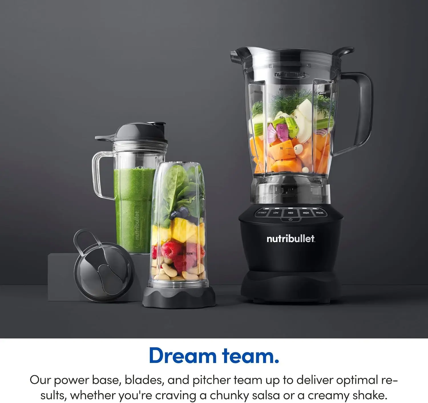 1200W Full-Size Blender Combo in Matte Black - Powerful Kitchen Appliance for Smoothies and More