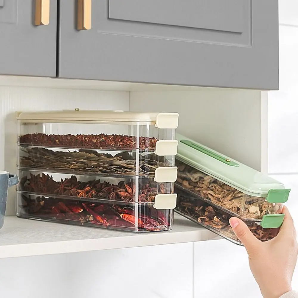 Plastic Spice Storage Box Fresh-keeping Anti-odor Condiment Storage Box Space Saving Sealed Dumpling Storage Box Cinnamon