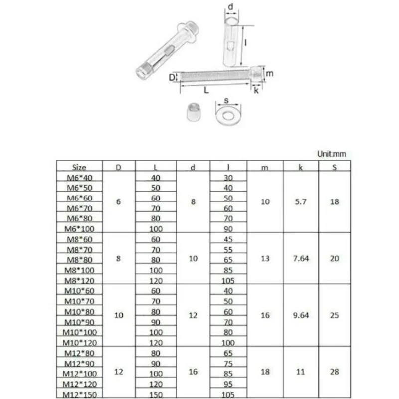 M6 M8 M10 M12 304 Stainless Steel Hexagon Socket Head Built-in Expansion Screw Allen Internal Expansion Concrete Anchor Bolt view 5