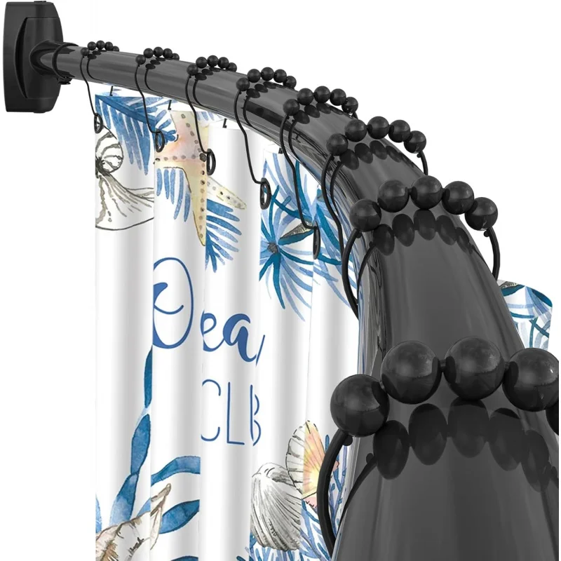 

Matte Black Rounded Rustproof Shower Rod for Bathroom Bathtub, Adjustable Arched Shower Rod