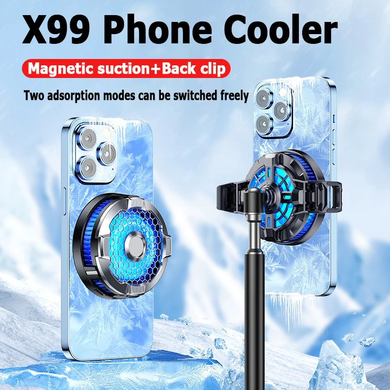 

X99 Semiconductor Cooler For mobile phones Magnetic attraction Back clip Wireless charging Three in one For iPhone Android