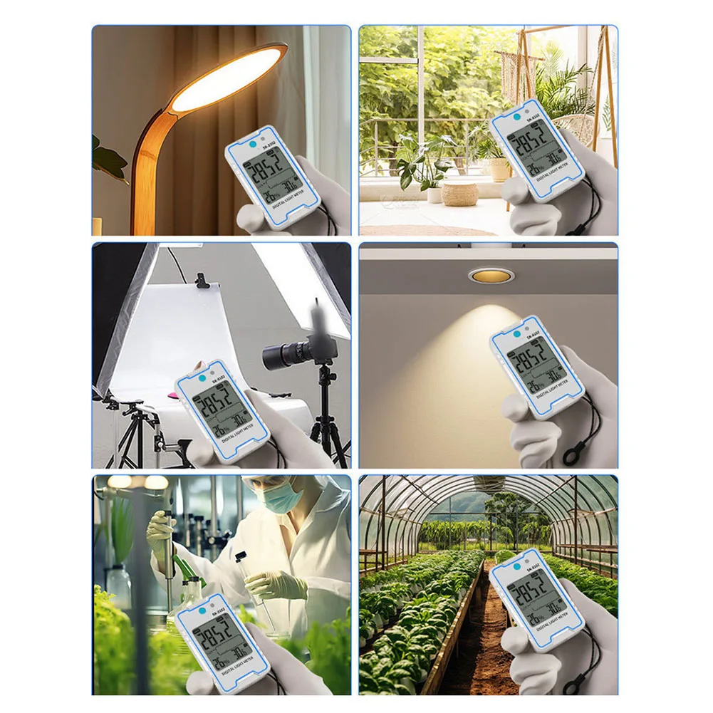 Digital Light Meter SK-8102 Compact For MINI Design Strobe Flicker Detection 0.1-999900 Lux USB C Rechargeable