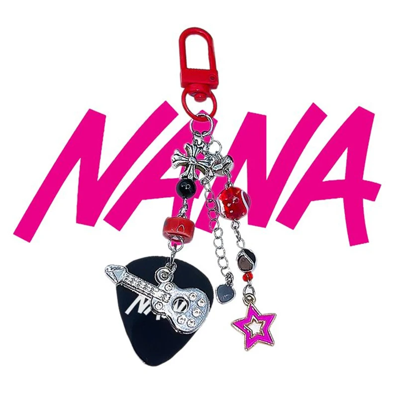 Anime NANA Oosaki Nana Cosplay Keychain Unisex Alloy Keyring Guitar Pick Pendant Key Chain Bag Accessories Prop