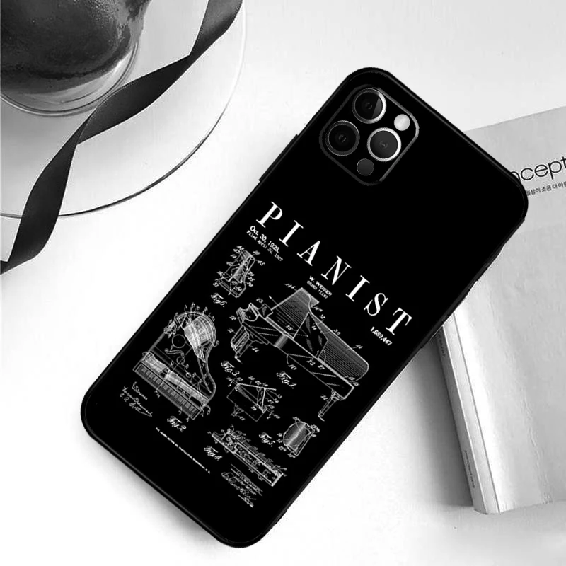 Piano Keys Musical Phone Case For iPhone 14 13 12 11 Pro Max Mini XS X XR 6 7 8 Plus SE 2020 Soft Cover Case