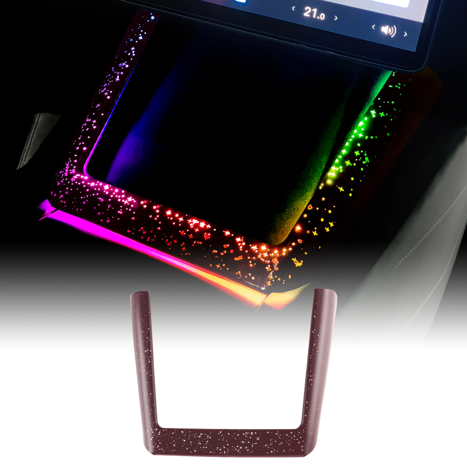 

Беспроводное зарядное устройство с подсветкой для Tesla Model Y Juniper и Model 3 Highland 2024-2026, серия Galaxy Starry Sky Edition, 64 цвета LED