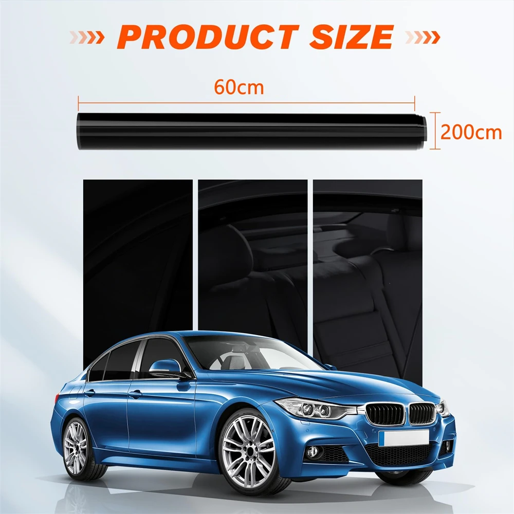 60cm Window Tint Film VLT 50% 30% Privacy Tinted Dark Window Film Car Window Sunshade Sun Protector For Car