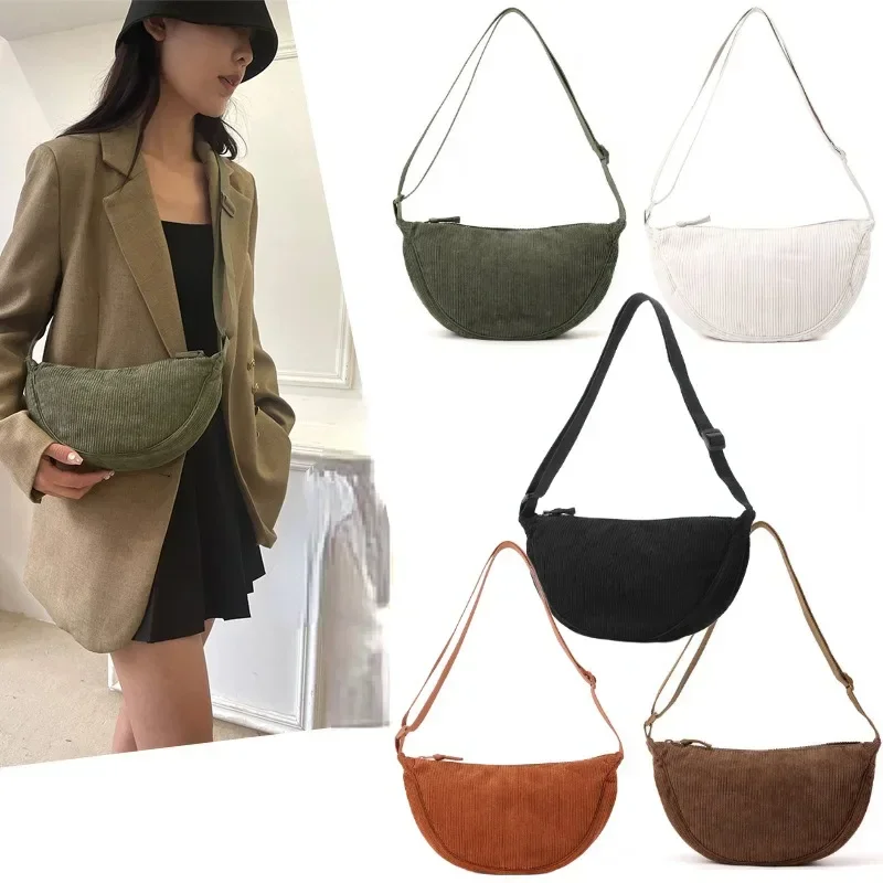 Women Corduroy Crossbody Bags for Ladies Large Capacity Shoulder Bag Fashion Purse and Handbags Solid Color Women Messenger Bag