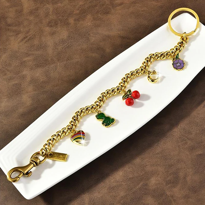 تنوعا حقيبة قلادة مشرقة الكرز حقيبة سلسلة مفاتيح سحر ملون موضة سيارة مفتاح سلسلة الزهور المعدنية حلقة رئيسية هدايا رائعة #5