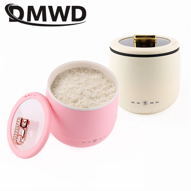 DMWD Multifunctional Electric Rice Cooker Hotpot Skillet Soup Porridge Stew Shabu Non-stick Ceramic Pot Food Meal Steamer Heater