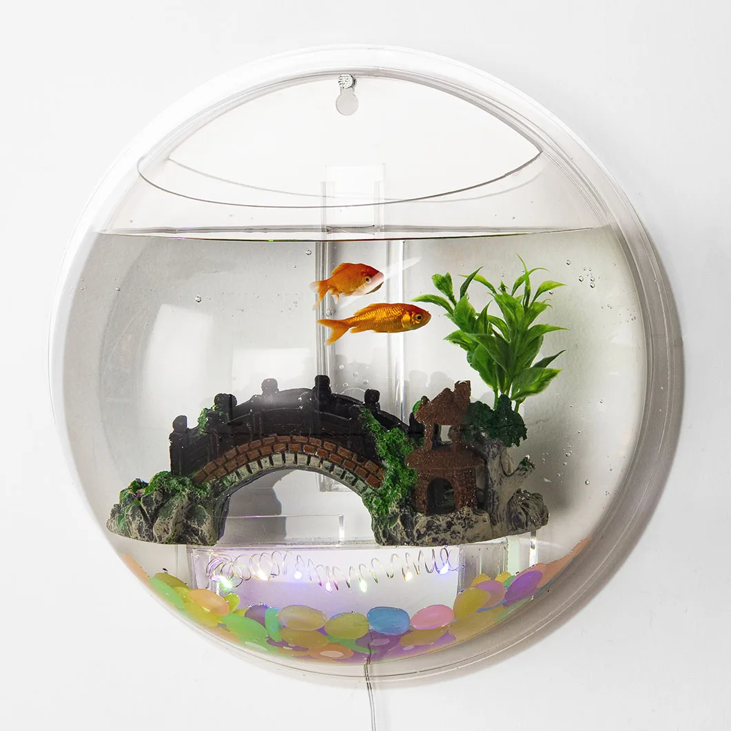 Pinsjar Acrylic Plexiglass Fish Bowl Wall Hanging Aquarium Tank Aquatic Pet Products Wall Mount Fish Tank for Betta fish image 5
