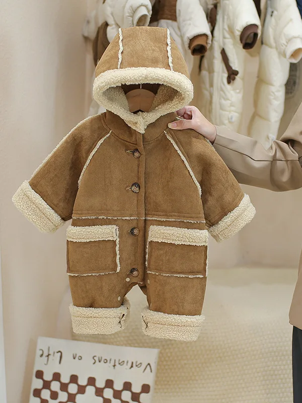 

Утепленный зимний комбинезон для мальчиков: теплый уличный костюм для малышей, хлопковая куртка для младшего возраста