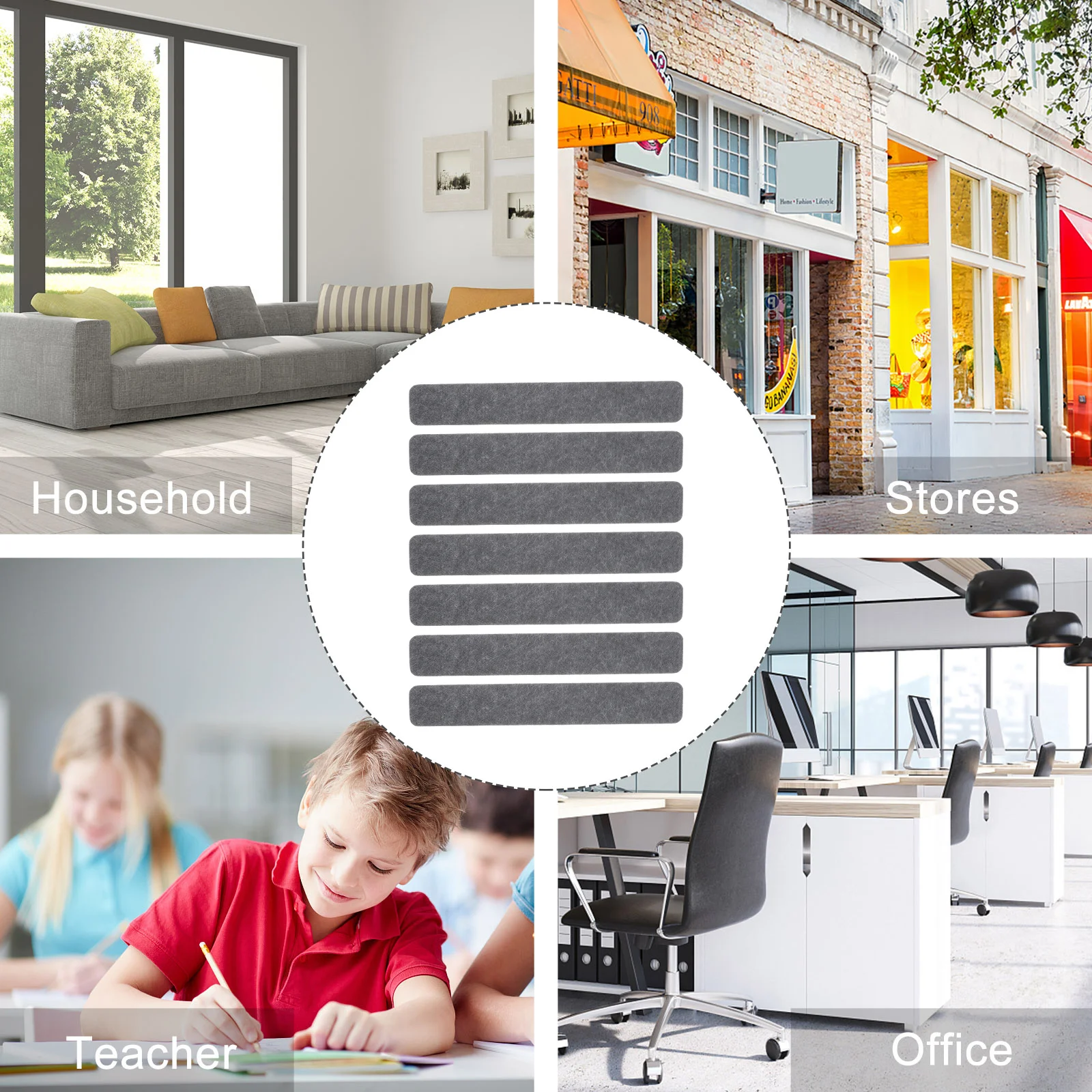 

8Pcs Board Bar Strips Felt Bulletin Wall Mounted Memo Organizer Functional Stylish Display for Photos Arts Notes in School