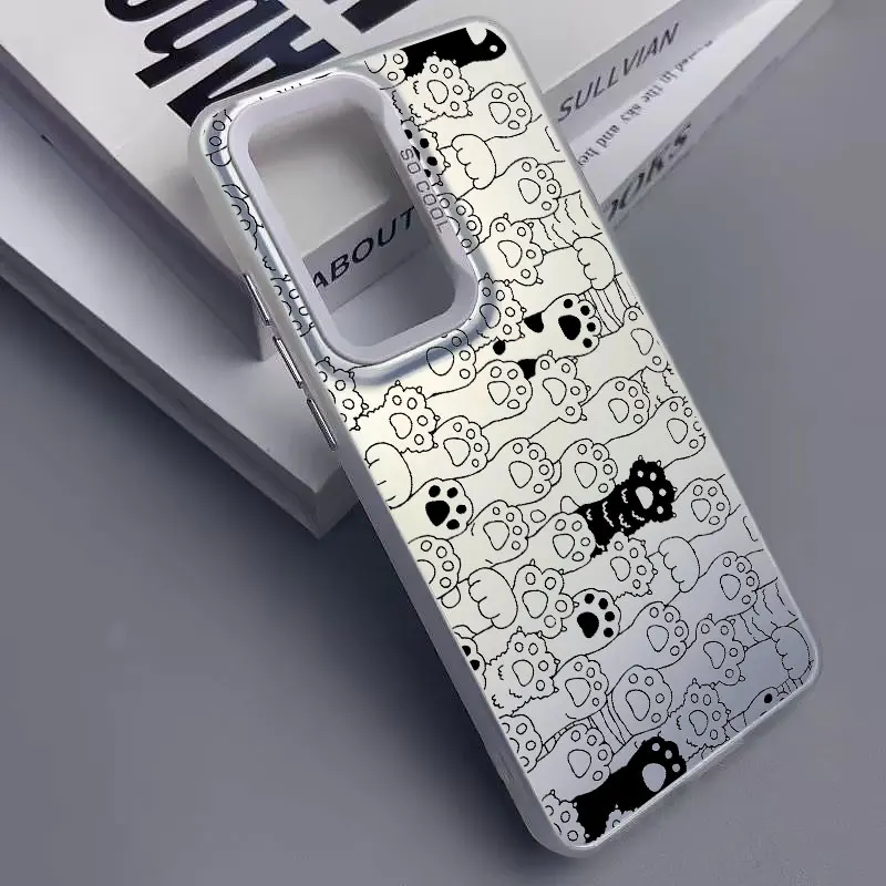 

For Samsung Galaxy S25 S22 Ultra Plus S21 FE S24 S23 Ultra Plus FE Laser Phone Case Lines Stacking Cat Shockproof Bumper Covers