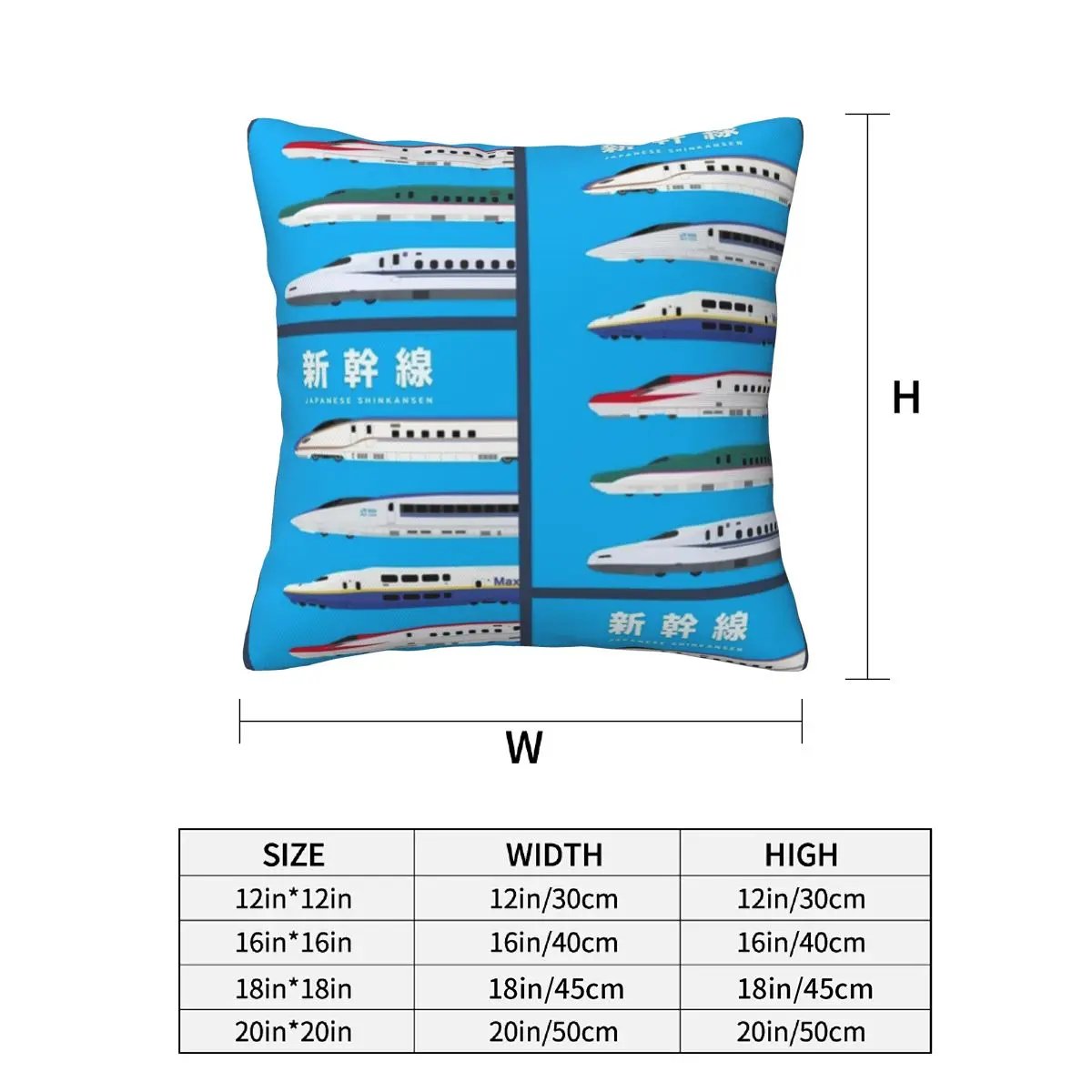 Japanese Shinkansen Bullet Trains Side View 2 pcs Square Pillowcase Pillow Cover Cushion Decor Comfort Throw Pillow for Home Car