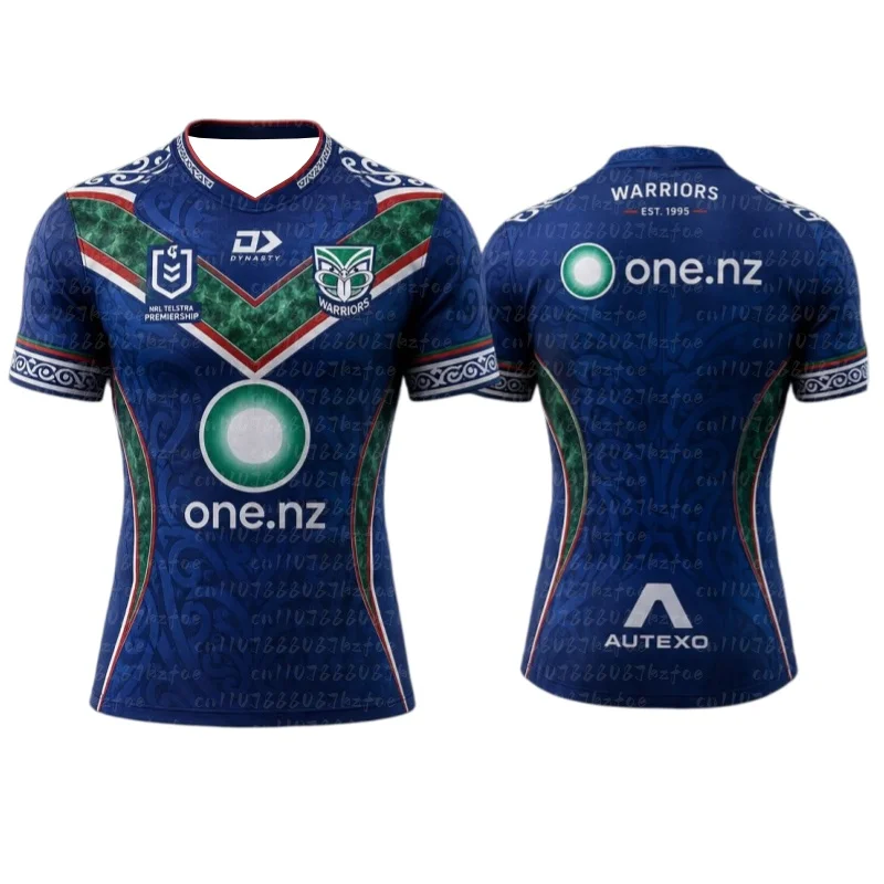2026 New Warriors Maori Tribal Metallic Print Rugby Jersey Oversized Solid Black Full Koru Pattern Number 1 Mesh Men's T-shirt