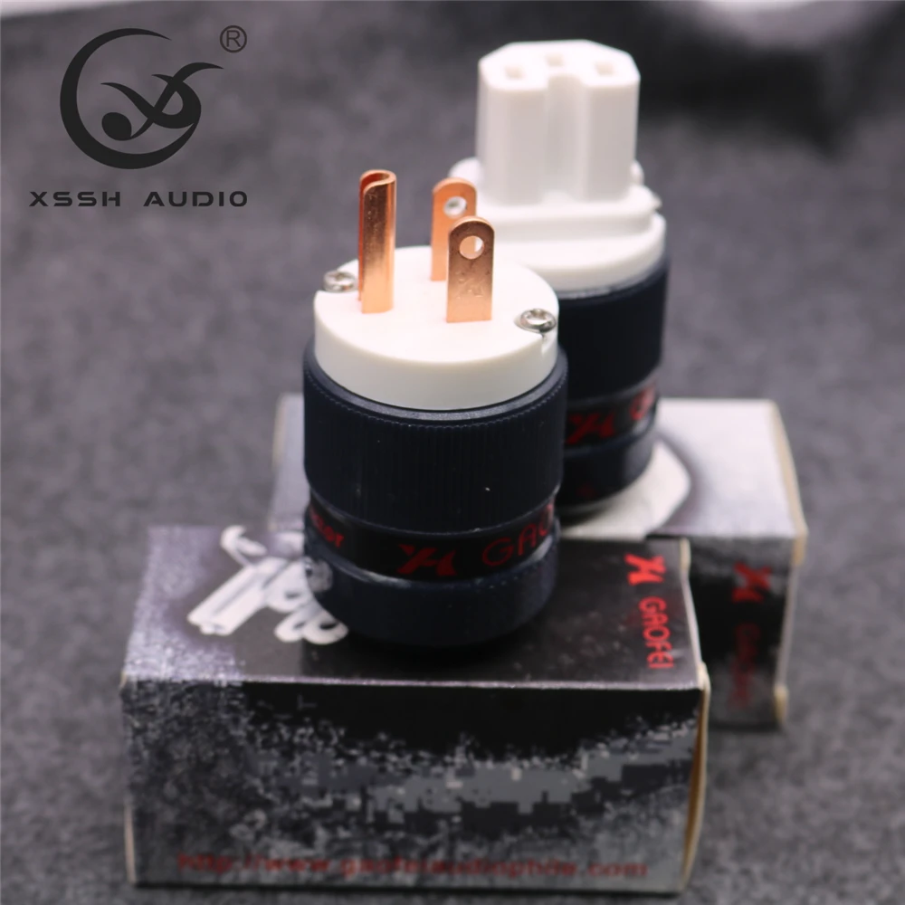 AC Power Jack YIVO Audio DIY Amplifier HIFI Pure Red Copper US Version 3Pin Waterproof Female Male Power Connector Electric Plug