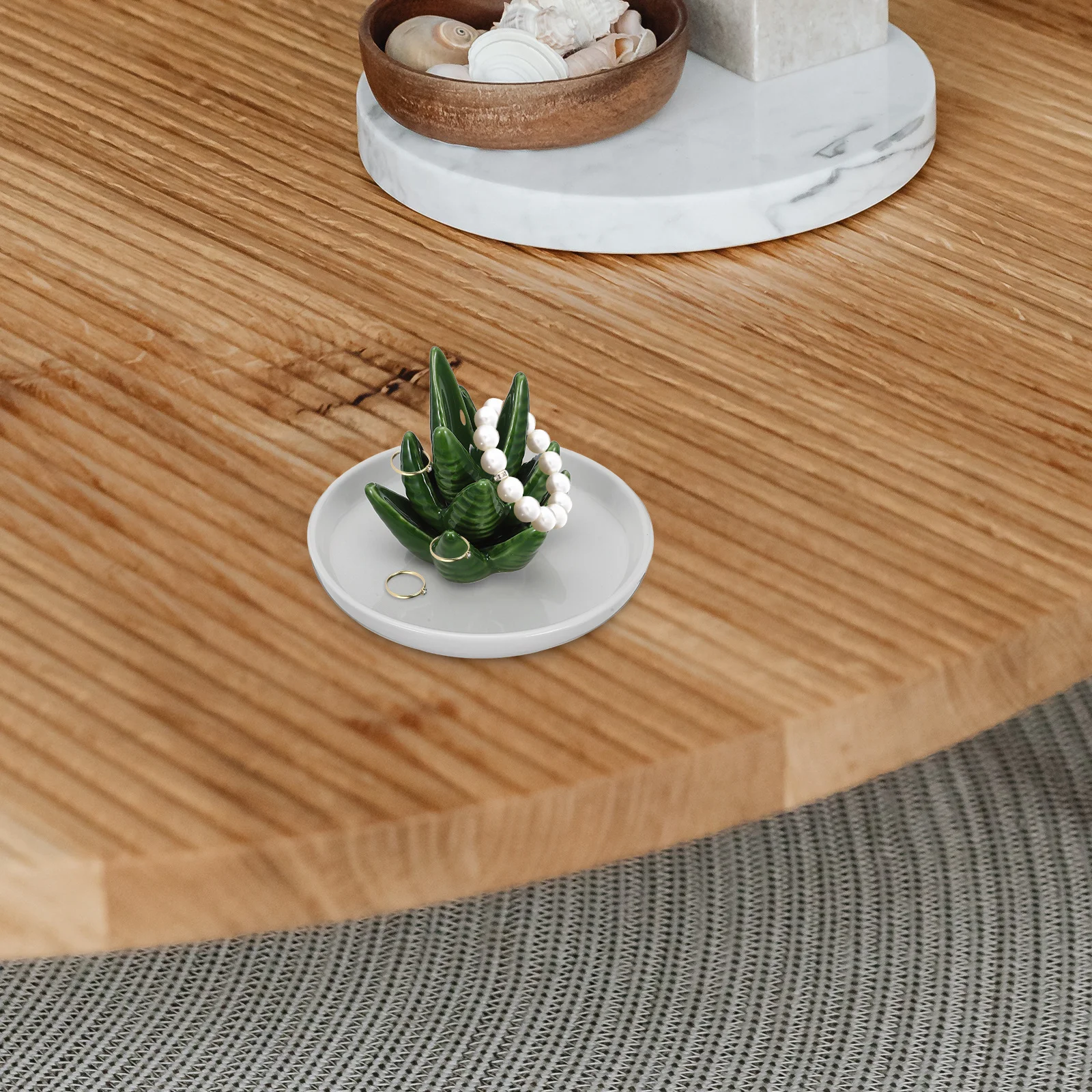 

Ceramic Jewelry Organizer Succulent Aloe Ring Holder Cactus Dish Plate Jewelry Display Tray Storage for Rings Necklaces Earrings