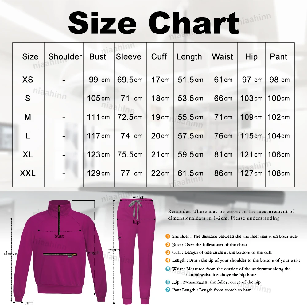 Niaahinn Medical Suit for Women Long Sleeved Workwear Healthcare Surgical Gown 8 Colors Hospital Pet Grooming Veterinary Uniform