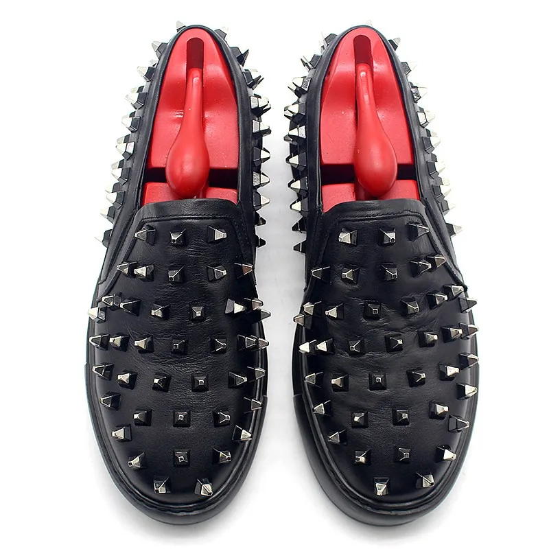 JINIWU 2026 Thick Sole Loafers for Men, Studded Slip On Lazy Shoes, Comfort Elevated Cow Leather Casual Skate Shoes