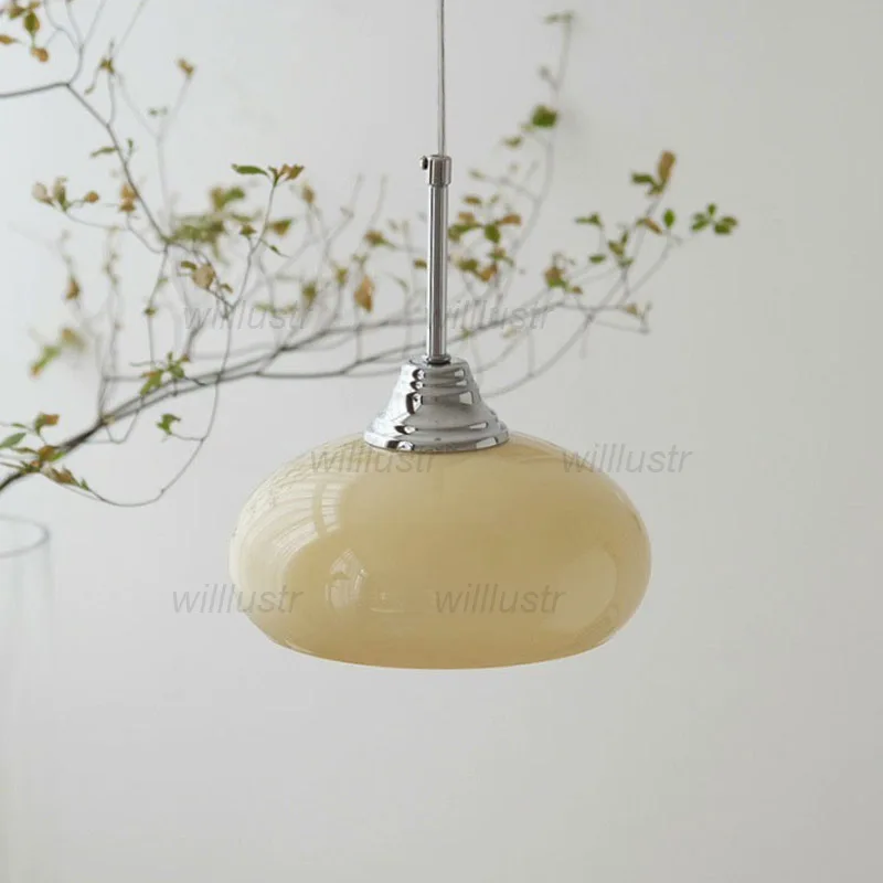 

Retro Bauhaus Glass Pendant Lamp Brass Copper Plating Chrome Suspension Light Hotel Cafe Bar Bedroom Hanging Ceiling Chandelier