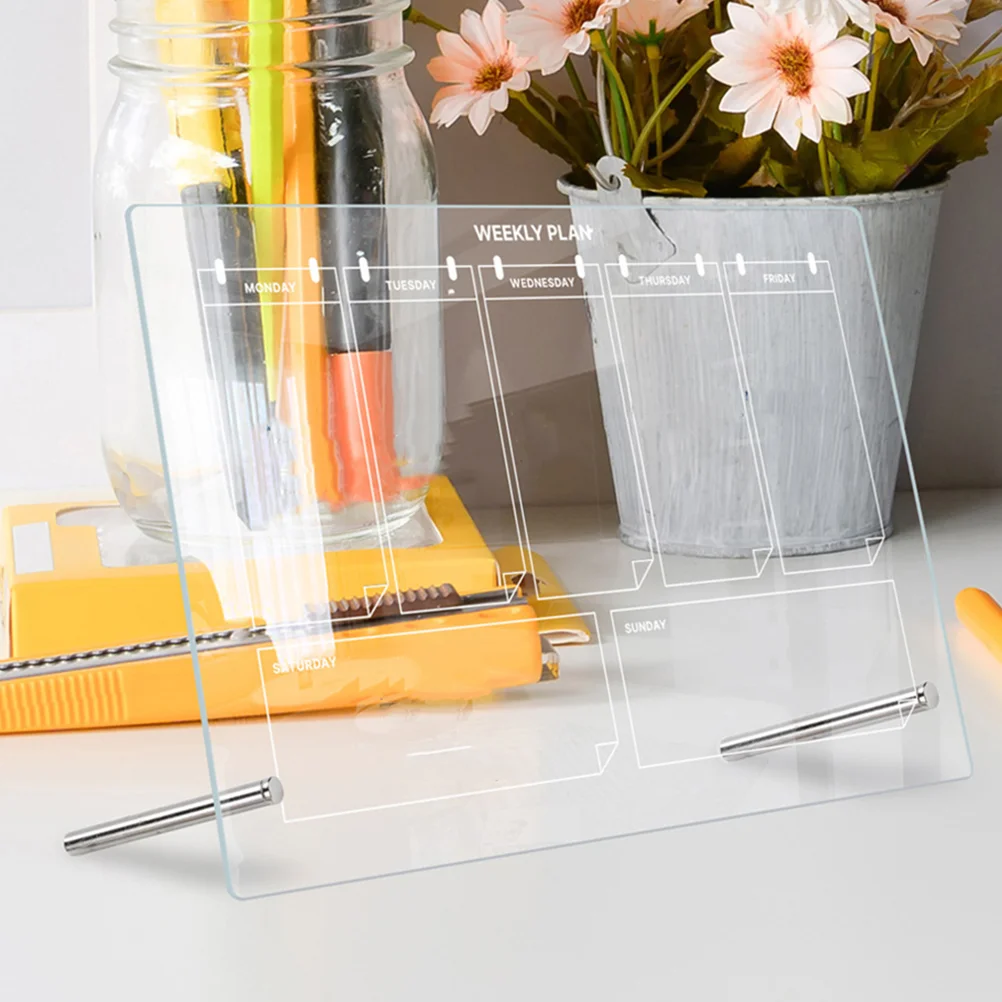 Transparent Writing Board Magnetic Whiteboard Memo Acrylic Calendar Dry Erase Table Desk Office