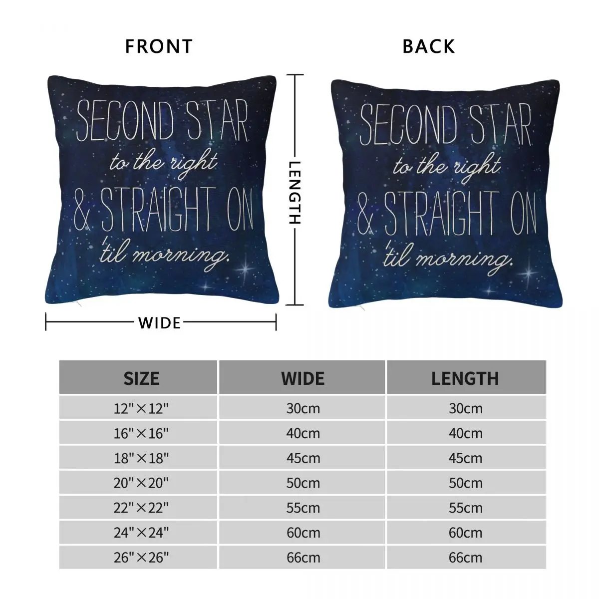 Second Star To The Right Square Pillowcase Polyester Linen Velvet Creative Zip Decor Sofa Seater Cushion Cover 18