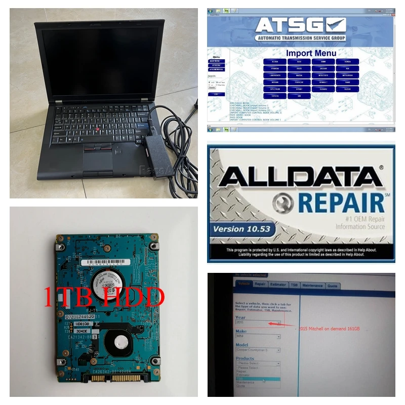 

All Data and M.itchell Software Alldata 10.53 Mitchellondemand 2in1 HDD 1tb with Computer T410 I5 Laptop 4g