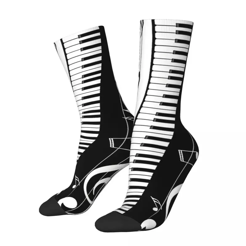 

Y2K Hip Hop Vintage Minimalistic Piano Keys Crazy Men'S Socks Unisex Music Art Harajuku Pattern Printed Crew Sock Boys Gift