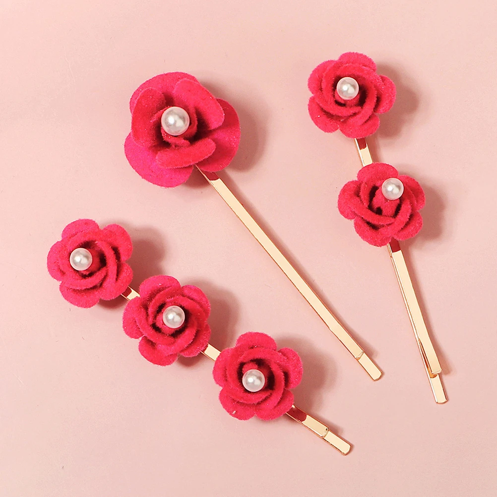 

3 Pcs Pearl Floral Hair Clip Honeymoon Accessories Bride Flower Flowers Rhinestone Zinc Alloy Rose Garden Party