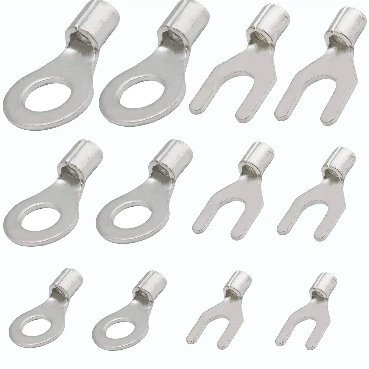 O/Y Type Copper Ring Fork Terminals Kit Insulation Cold-Pressed Terminal Electrical Brass Cable Wire Connector Crimp Spade Clip