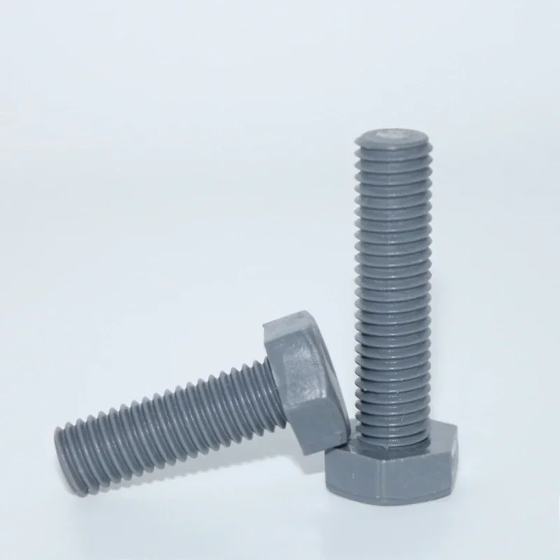 

NSTWO 10pcs M6 hexagon nylon screws outer hex machine screw mechanical bolts PVC insulation plastic bolt gray color 6mm-70mm len