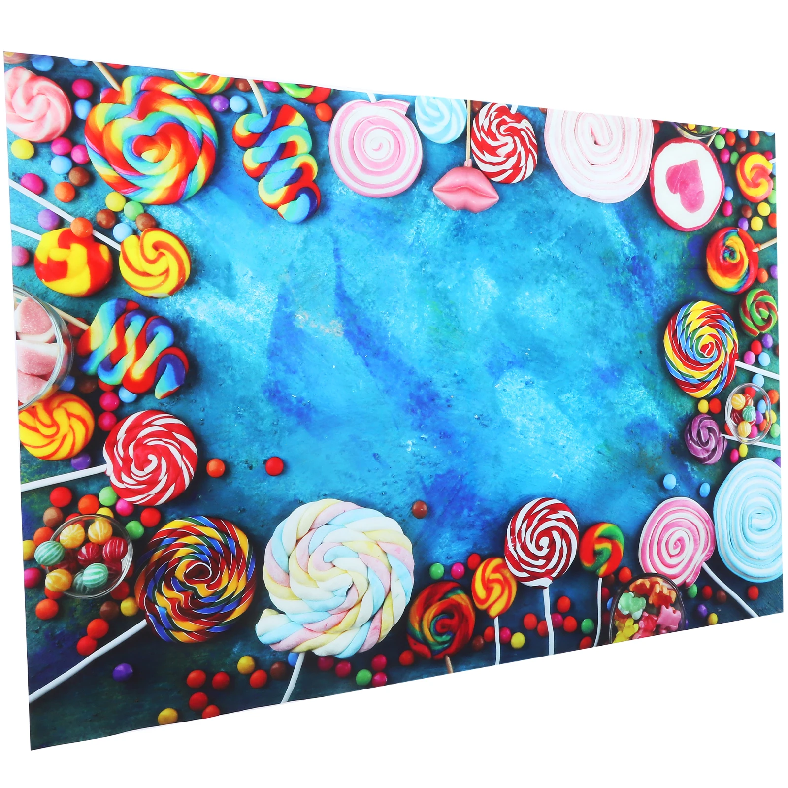 

Photo Colorful Lollipop Background Cloth Child Lollipops Vinyl Birthday Backdrops for Party