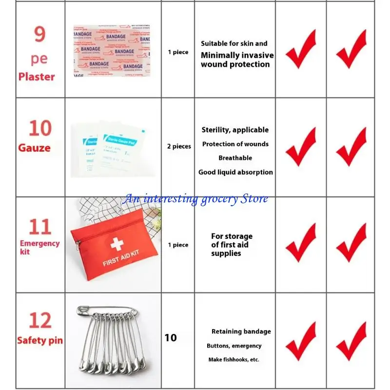 652D 12 قطعة متعددة الأغراض كبيرة الإسعافات الأولية يده الطوارئ في الهواء الطلق حقيبة التخزين سيارة التخييم التنزه إمدادات #1