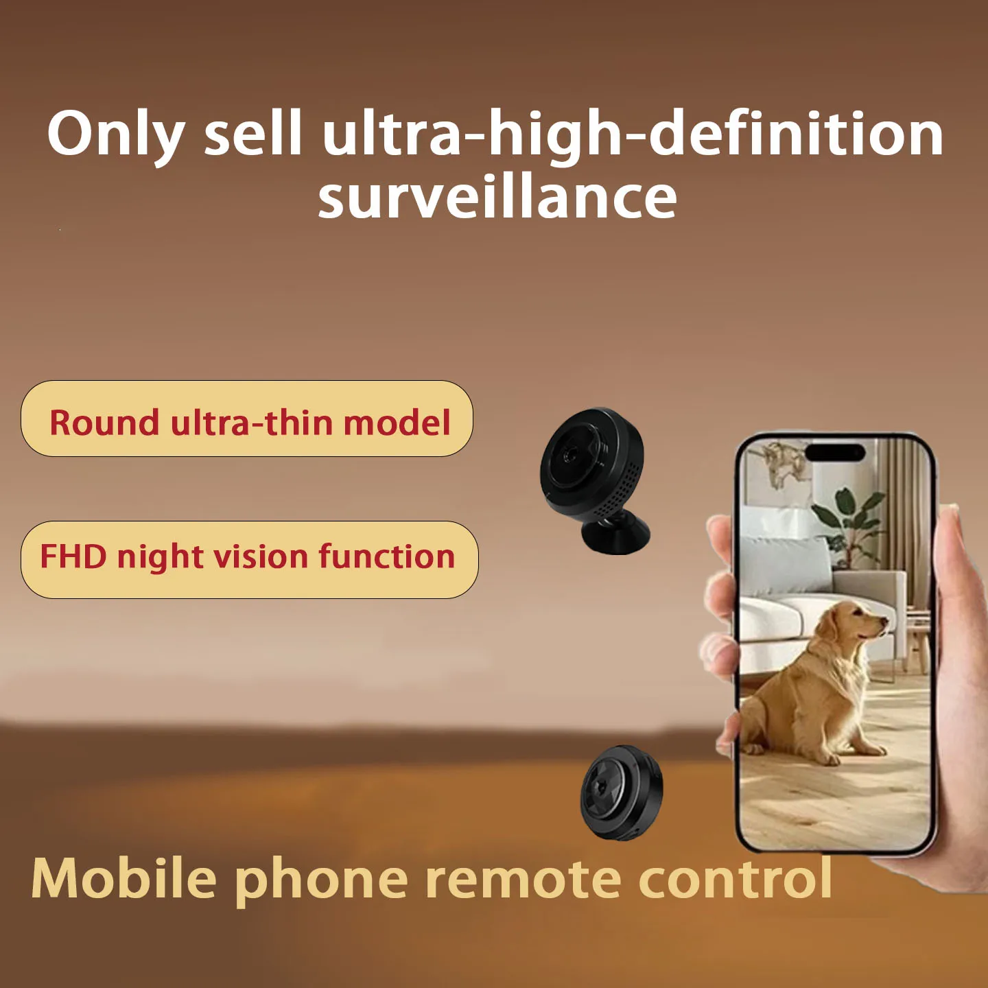 Бренд Smart Compact Camera Беспроводная мини-камера ночного видения Full Hd Подходит для домашнего мониторинга домашних животных и транспортных средств Wi-Fi Подключенная к мобильному телефону Пульт дистанционного управления Мини-портативная камера Сигнализация обнаружения движения Несвязанная камера-обскура Микро-невидимая