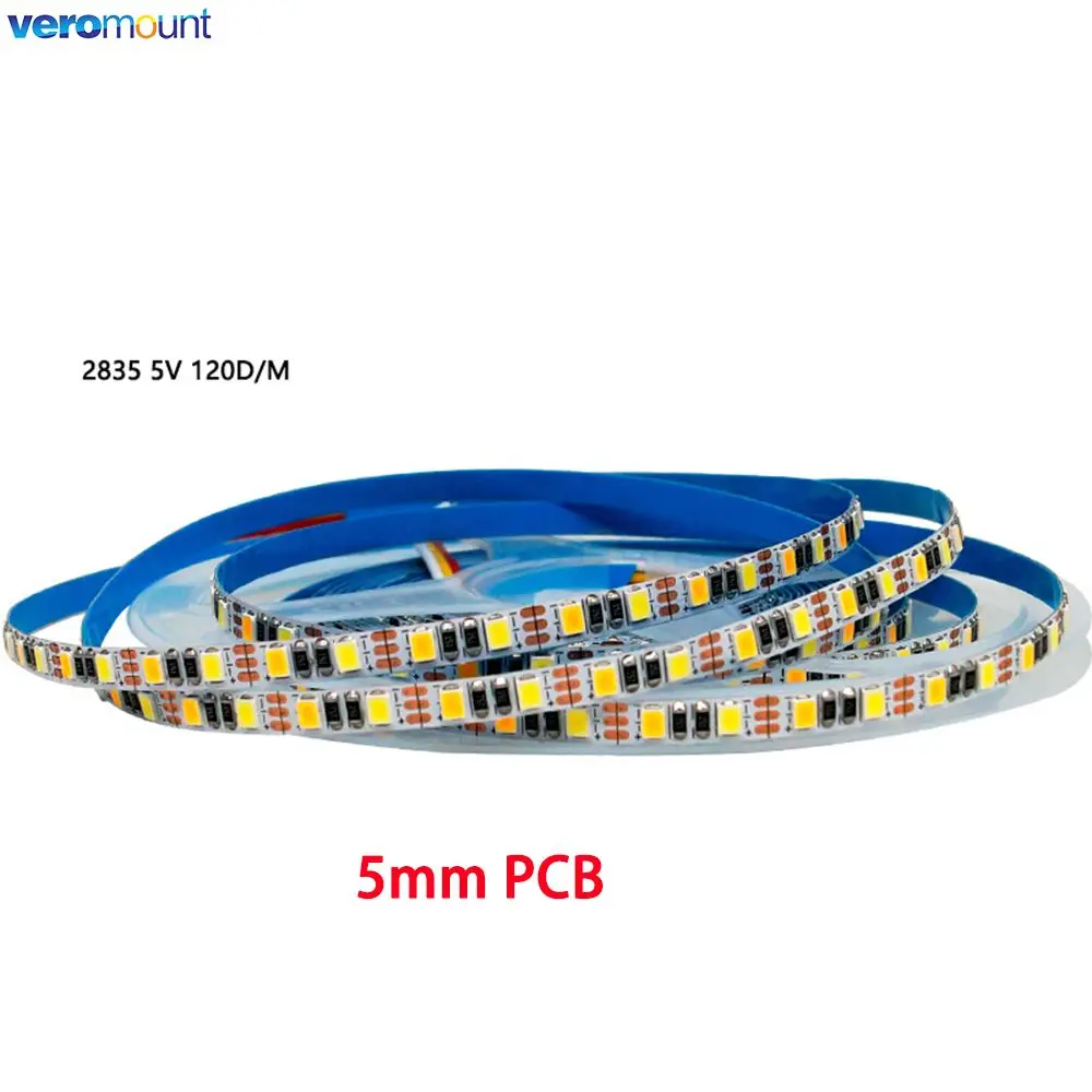 5m Dual Color SMD 2835 CCT Dimmable LED Strip Light 5V 12V 24V DC WW CW Color Temperature Adjustable Flexible LED Tape Ribbon