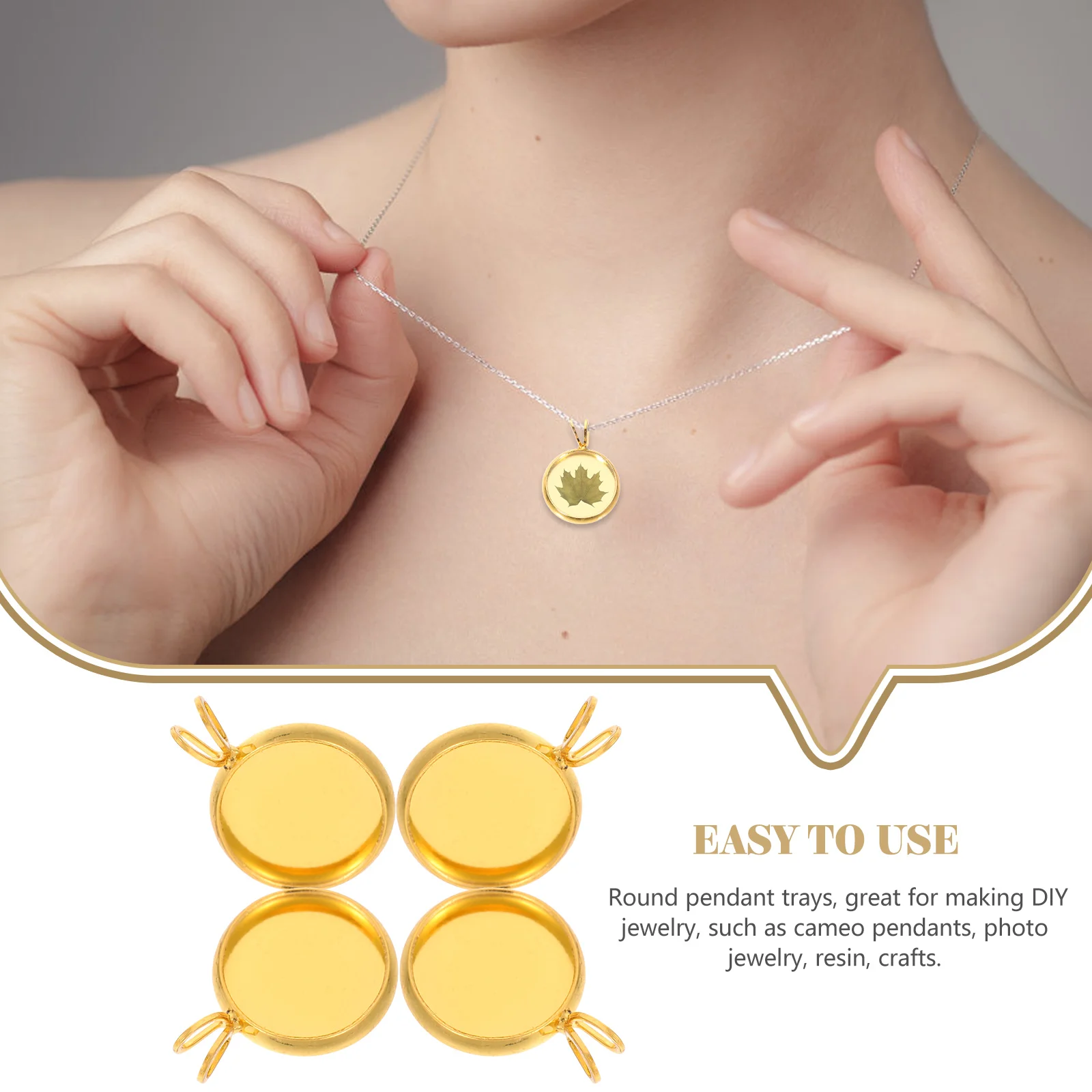 

10pcs Round Pendant Trays Copper Plated Jewelry Making DIY Craft Kits Resin Photo Cameo Bezels Tray for Gifts Friends Family