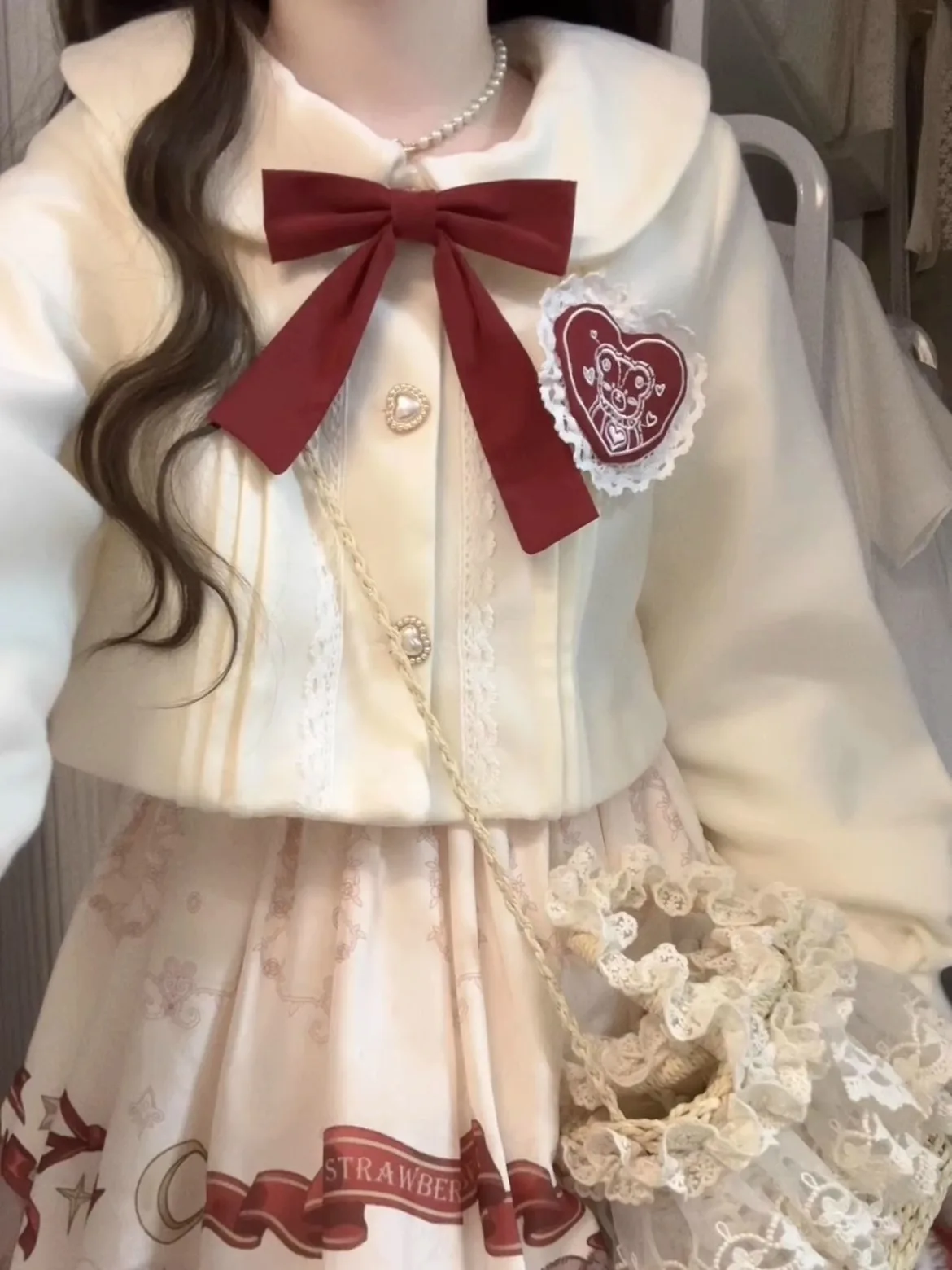 

Original Designer Lolita JSK Dress Winter Coat Two Piece Set Christmas New Year Gift Outfit for Women