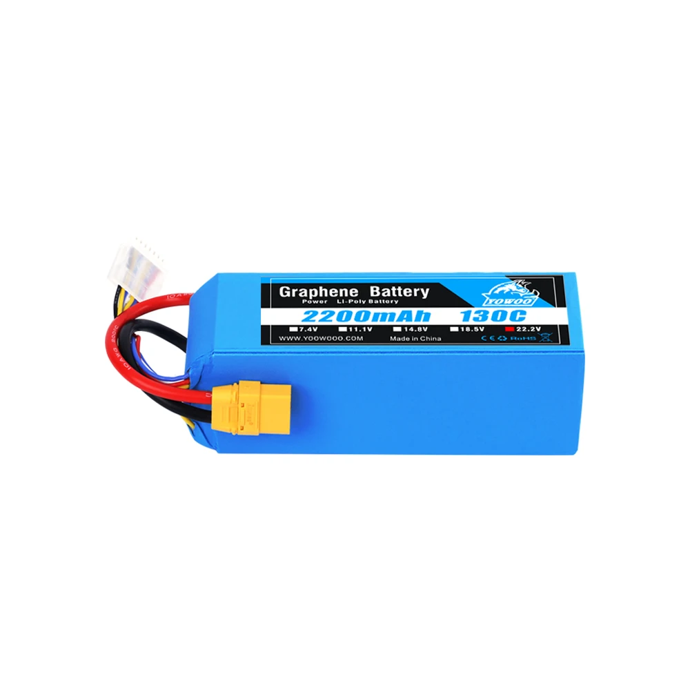YOWOO 22.2V 2200mah 6S Lipo Batteria Grafene XT60 130C Per RC Quadcopter Elicottero Barca Auto Aereo