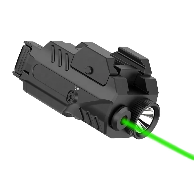 450lm Rechargeable Tactical Flashlight with Green Beam White LED Combo Multiple Modes 3x & 8x Magnification Steel Construction