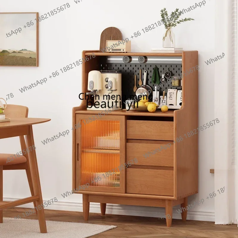 178CC solid wood dining side cabinet household living room small apartment integrated wall locker cherry wood storage locker