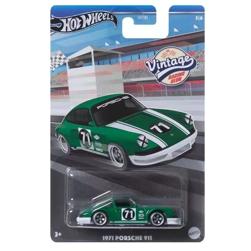 Original Hot Wheels Premium Car Vintage Racing Club 1971 Green Porsche 911 Boys Toys for Gifts 1/64 Vehicle Metal Diecast Models