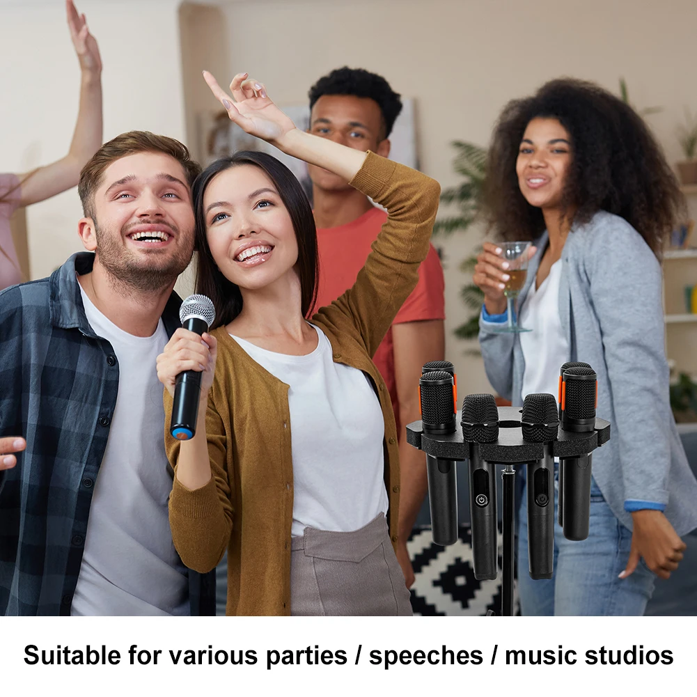 8-Slot Mic Stand Mount Detachable Multi Microphone Rack Wear Resist Microphones Storage Organizer Microphone Accessories
