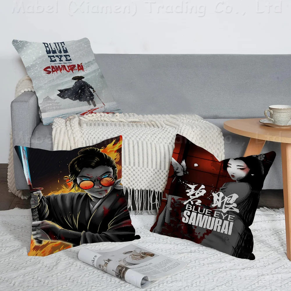 Blue Eye Samurai Anime Pillow Gift Home Office Decoration Bedroom Sofa Car Cushion Cover Case 45x45